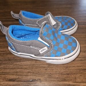 Vans Kids Blue and Gray Checkered Sneakers Infant Size 4